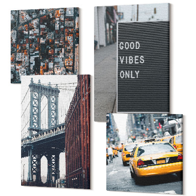 Sada obrazov na stenu kvadryptych Most v meste so značkami ulíc, letecký pohľad