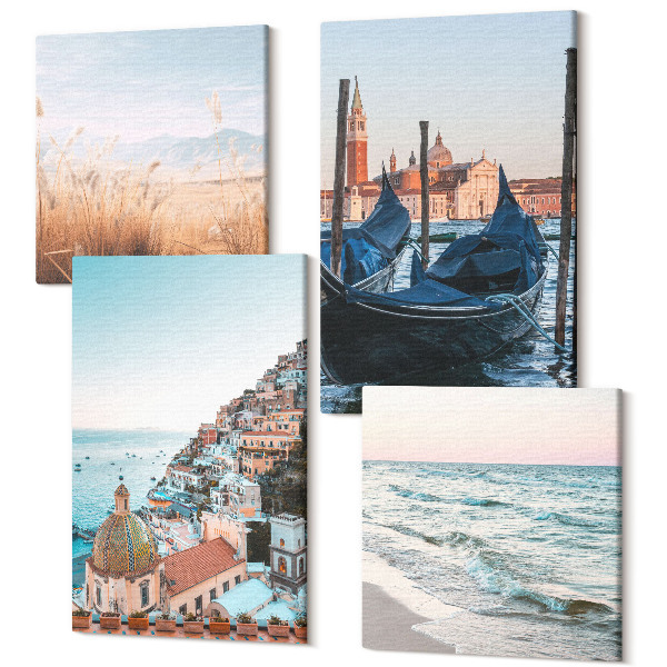 Sada 4 obrazov Pohľad na more talianska architektúra Benátky