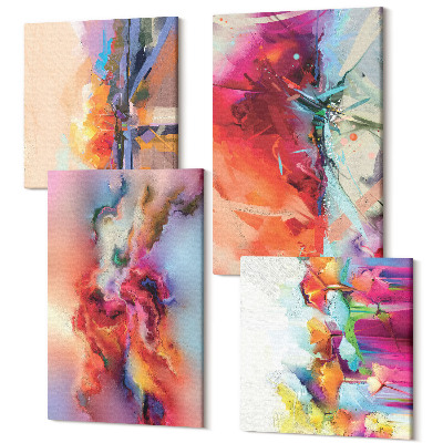 Sada obrazov na stenu kvadryptych Farebné abstrakcie s dynamickými formami a tvarmi