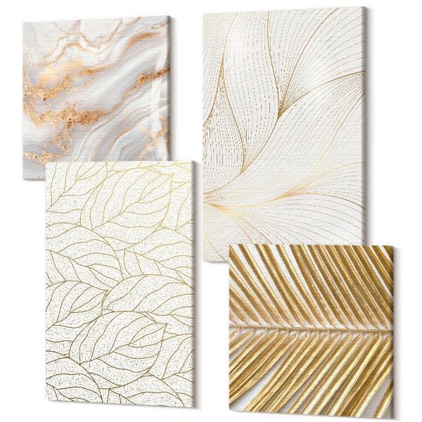 Sada 4 obrazov Lineárne vzory listov abstraktný mramor