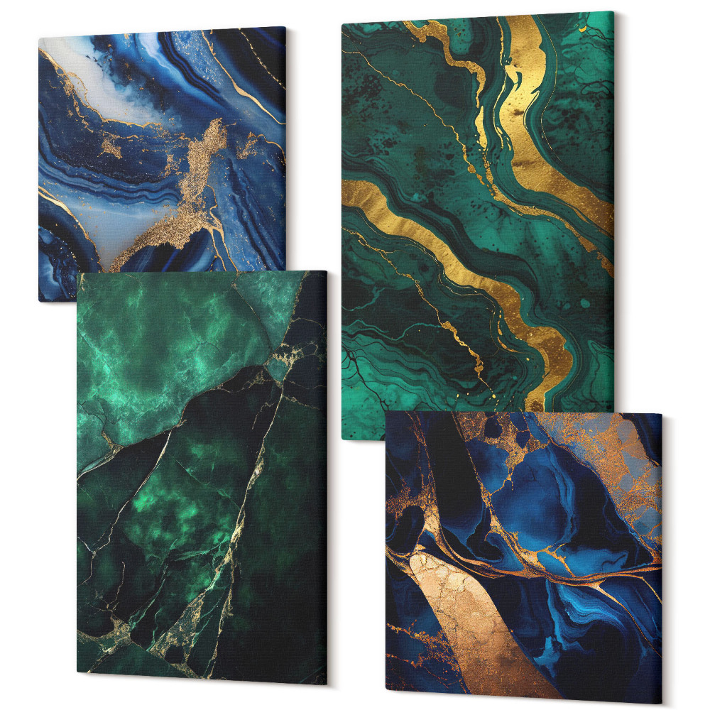 Sada obrazov kvadryptych Elegantné abstraktné kamenné vzory