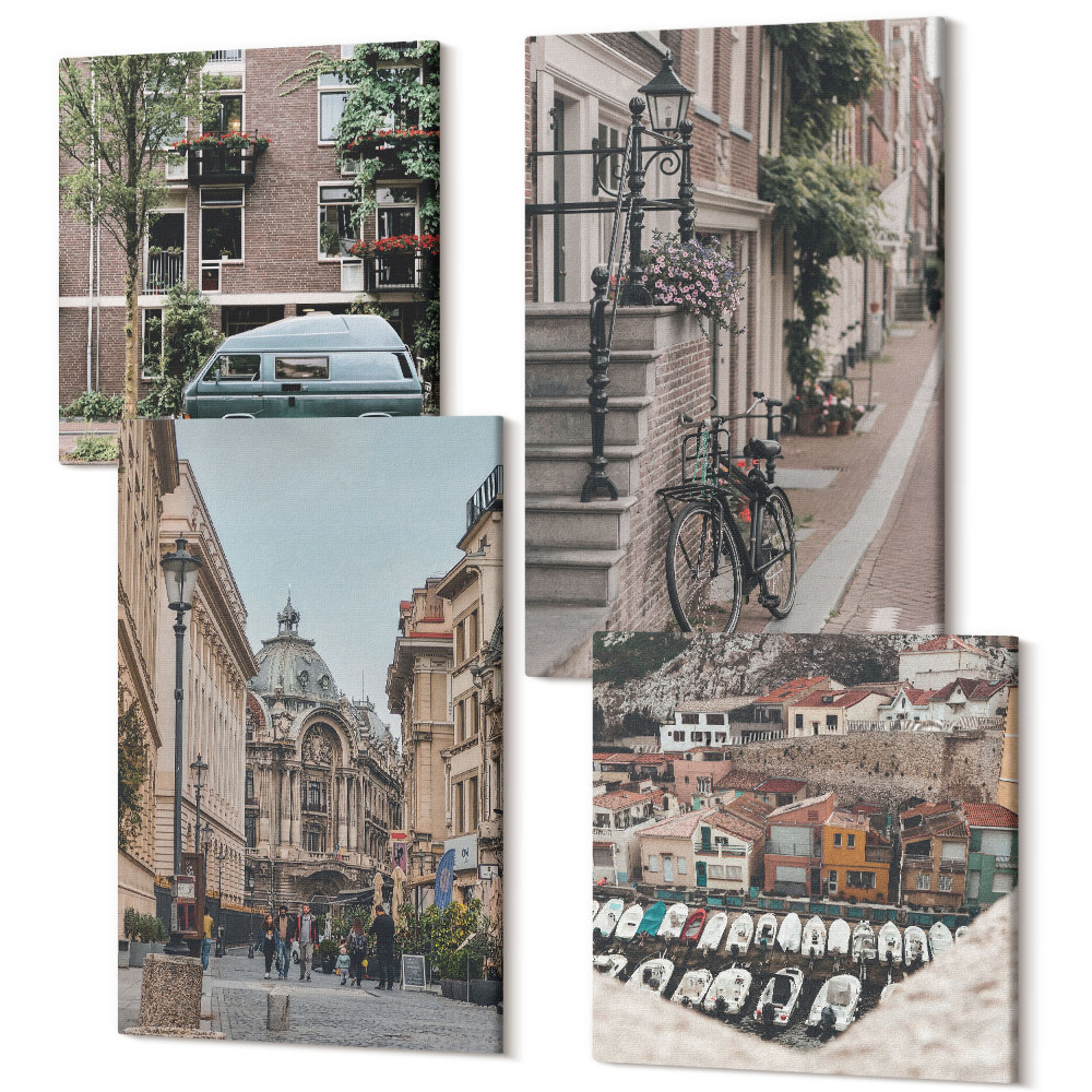 Sada obrazov na stenu kvadryptych Pokojný výhľad na budovy