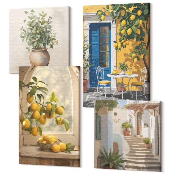 Sada obrazov kvadryptych Citróny v meste talianskej architektúry