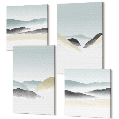 Sada obrazov na stenu kvadryptych Minimalistické hory v jemných pastelových farbách