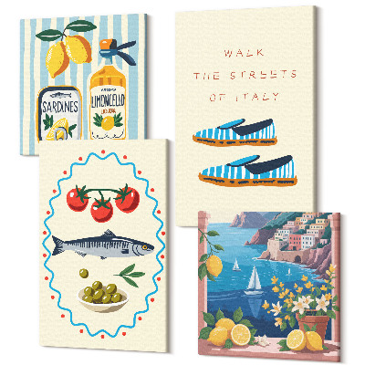 Sada obrazov kvadryptych Talianske chute a životný štýl vo farebných obrázkoch