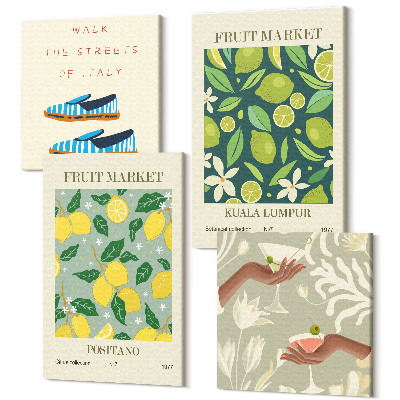 Sada obrazov kvadryptych Ovocné vzory plagáty talianskej kultúry