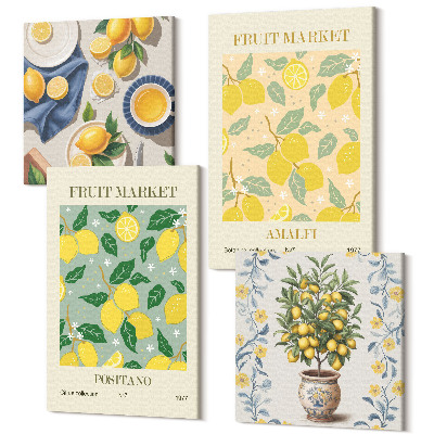 Sada obrazov na stenu kvadryptych Talianske plagáty z citrusových stromov a ovocia