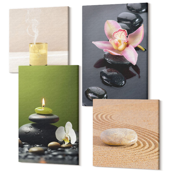 Sada obrazov na stenu kvadryptych Relaxačné kamenné motívy pokoja a zenu