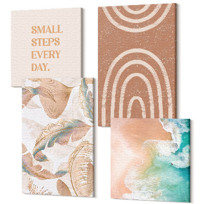 Sada obrazov kvadryptych Jemné boho motívy s abstraktnými listami a nápismi