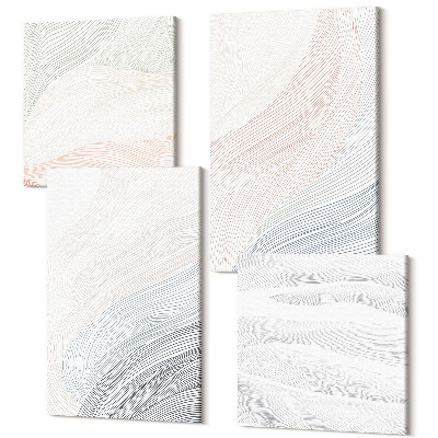 Sada obrazov na stenu kvadryptych Abstraktné vlny maľované na kartón v pastelových farbách