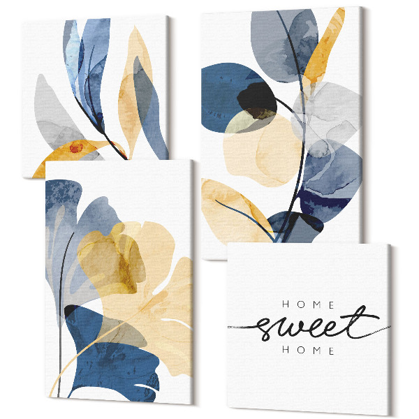 Sada obrazov na stenu kvadryptych Rastlinné motívy v akvarelovom štýle