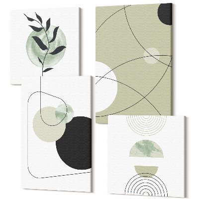 Sada obrazov na stenu kvadryptych Abstraktné tvary v tlmených farbách