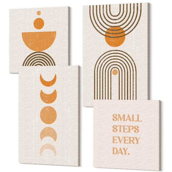 Sada obrazov kvadryptych Minimalistické boho abstraktné vzory a nápisy