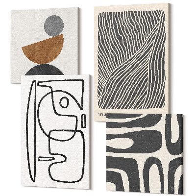 Sada obrazov kvadryptych Abstraktné vzory s čiarami a textúrami na svetlom pozadí