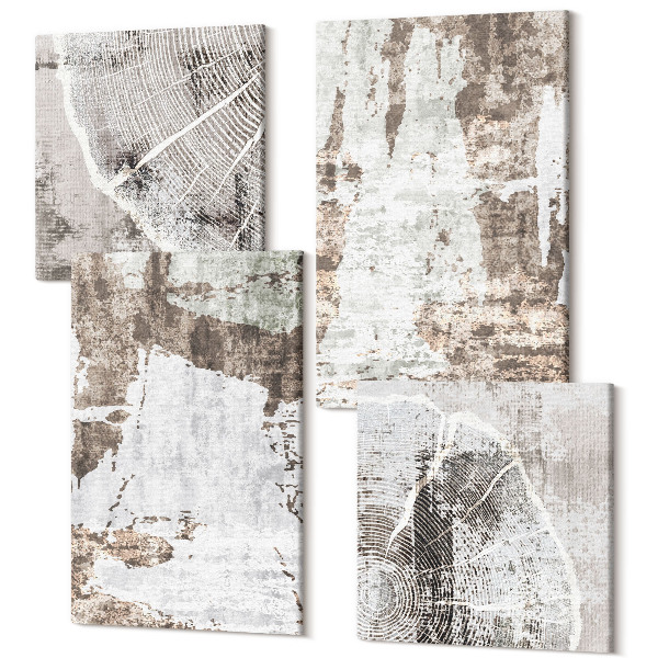 Sada obrazov na stenu kvadryptych Abstraktné vzory v odtieňoch bielej a hnedej