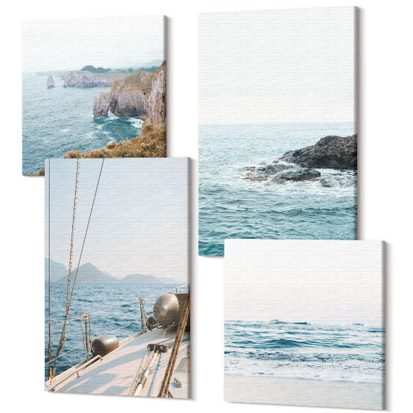 Sada 4 obrazov Pobrežné výhľady na more, jemná krajina