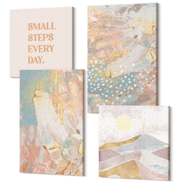 Sada obrazov na stenu kvadryptych Abstraktné vzory v pastelových farbách textúry