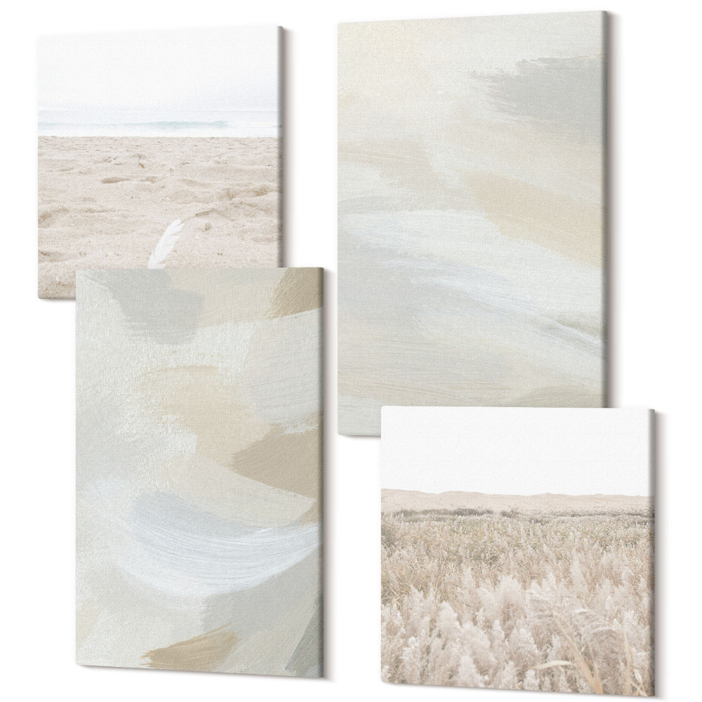 Sada 4 obrazov Abstraktné svetlé pozadie s jemnými ťahmi štetca