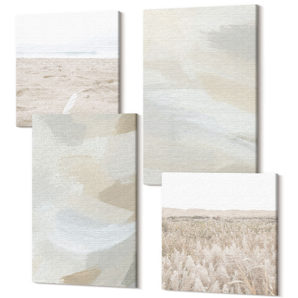 Sada 4 obrazov Abstraktné svetlé pozadie s jemnými ťahmi štetca