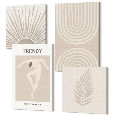 Sada 4 obrazov Pastelové plagáty, módne boho abstrakcie