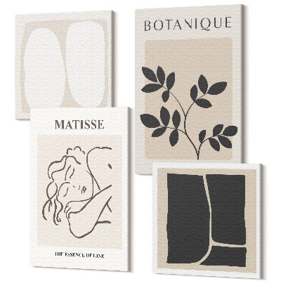 Sada obrazov kvadryptych Štýlové minimalistické obrazy s rastlinnými motívmi od Matisse