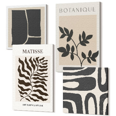 Sada obrazov na stenu kvadryptych Minimalistické plagáty s rastlinnými vzormi a abstraktmi