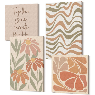 Sada obrazov kvadryptych Pastelové kvety a abstraktné vzory