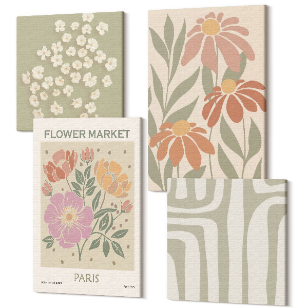 Sada obrazov na stenu kvadryptych Plagát s botanickými motívmi Parížsky minimalizmus