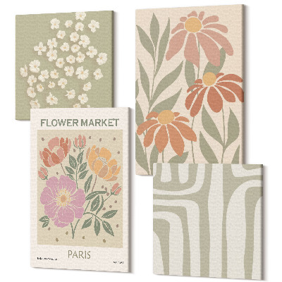 Sada obrazov na stenu kvadryptych Plagát s botanickými motívmi Parížsky minimalizmus