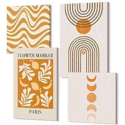 Sada obrazov na stenu kvadryptych Módne plagáty s kvetinovými a geometrickými vzormi