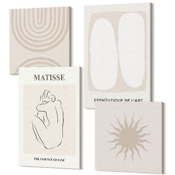 Sada obrazov na stenu kvadryptych Štýlové línie a minimalistické tvary v neutrálnych tónoch