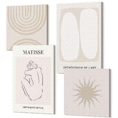 Sada obrazov na stenu kvadryptych Štýlové línie a minimalistické tvary v neutrálnych tónoch