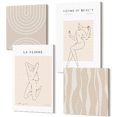 Sada 4 obrazov Kolekcia minimalistických foriem a prírodných tvarov