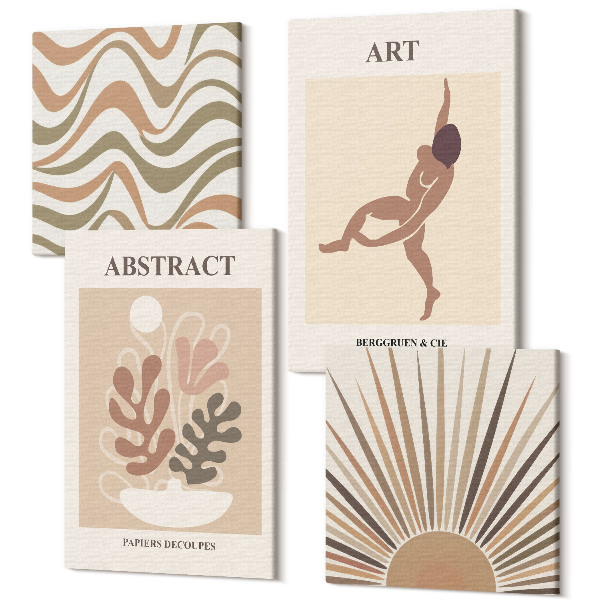 Sada 4 obrazov Matisse boho abstraktné tvary a vzory