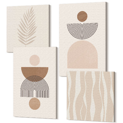 Sada obrazov na stenu kvadryptych Abstraktné tvary v odtieňoch hnedej a béžovej