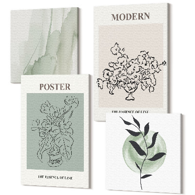 Sada obrazov kvadryptych Kvety vo váze v modernom a minimalistickom štýle