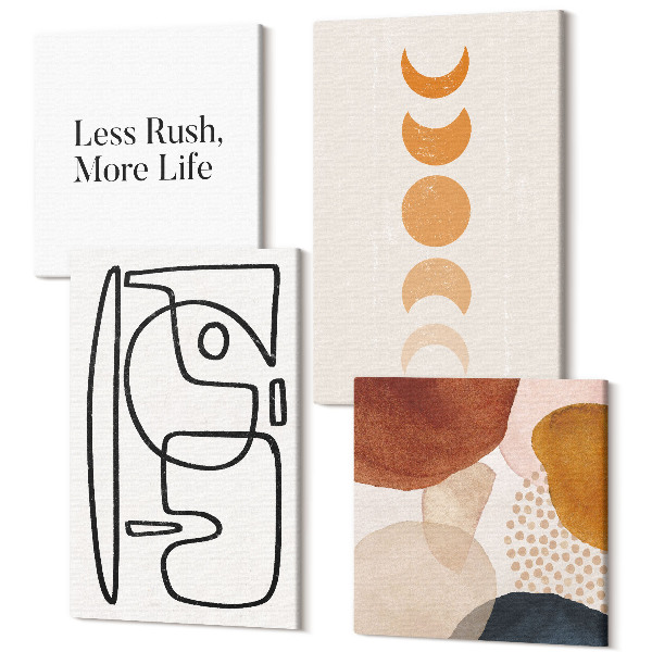 Sada 4 obrazov Abstraktné tvary a farby módne dekorácie