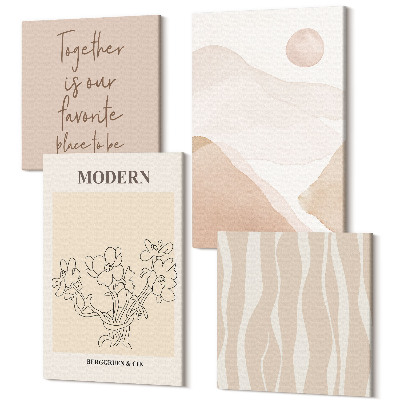 Sada obrazov na stenu kvadryptych Abstraktné tvary v tlmených farbách