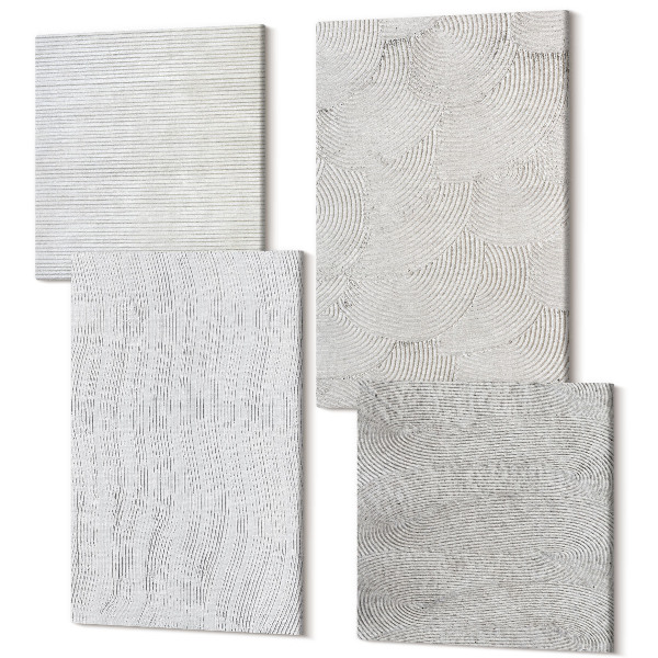 Sada obrazov na stenu kvadryptych Vzory v piesku, lineárne geometrické štruktúry