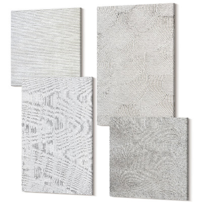 Sada obrazov na stenu kvadryptych Vzory v piesku, lineárne geometrické štruktúry