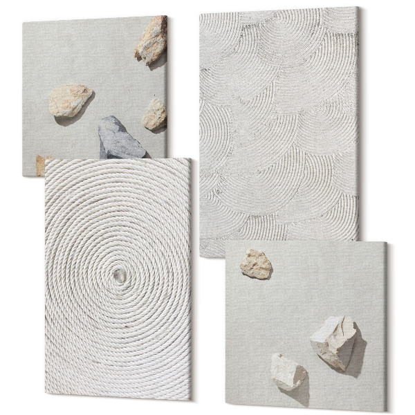 Sada obrazov kvadryptych Geometrický kartón a kamene na piesku moderné vzory
