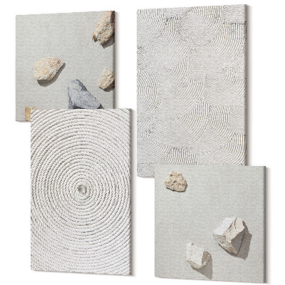 Sada obrazov kvadryptych Geometrický kartón a kamene na piesku moderné vzory