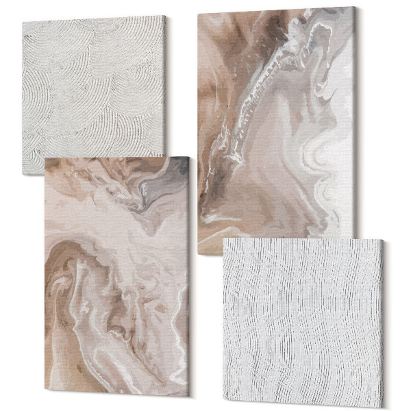 Sada 4 obrazov Kamenné textúry abstraktné mramorové vzory