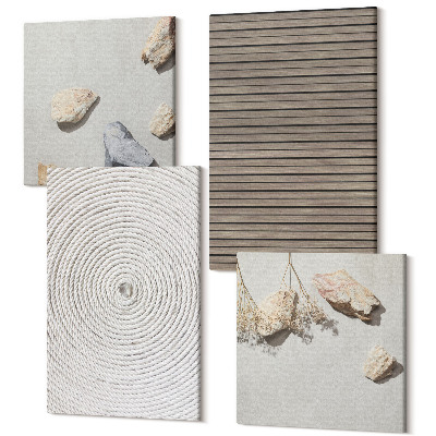 Sada obrazov kvadryptych Prírodné textúry drevené kamene lano
