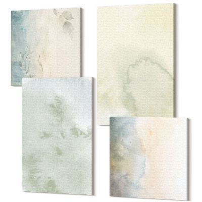 Sada obrazov na stenu kvadryptych Pastelové akvarelové farby na textúru plátna