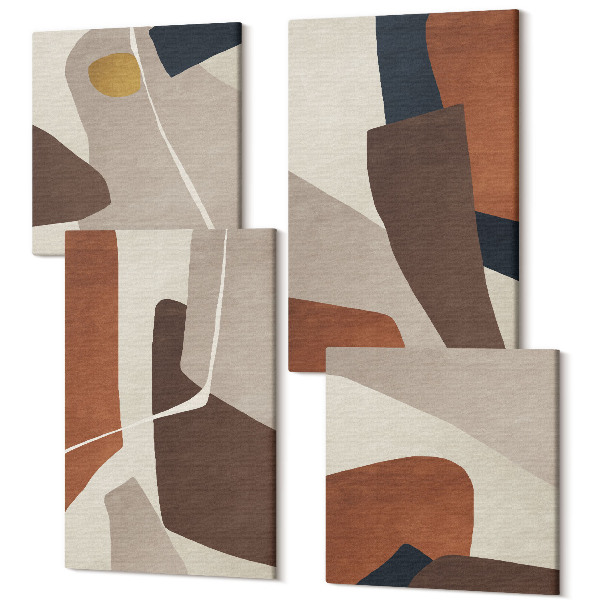 Sada 4 obrazov Abstrakcia štrukturálnych tvarov v modernom štýle