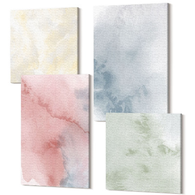Sada obrazov na stenu kvadryptych Pastelové štruktúry farebné akvarely na plátne