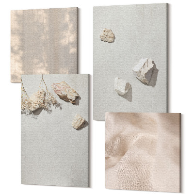 Sada 4 obrazov Boho beach stones minimalistické dekorácie