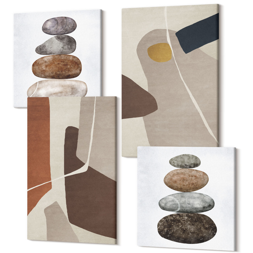 Sada obrazov kvadryptych Abstraktné boho maľby tvarov v modernom štýle