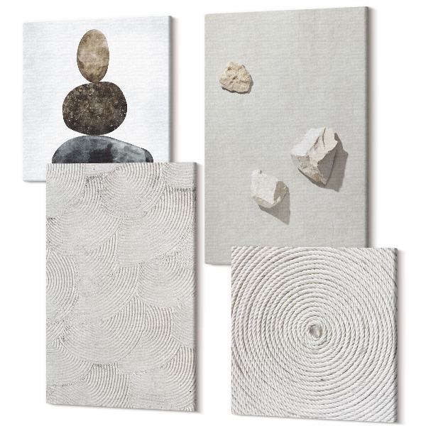 Sada 4 obrazov Piesok, kamene a moderné farby